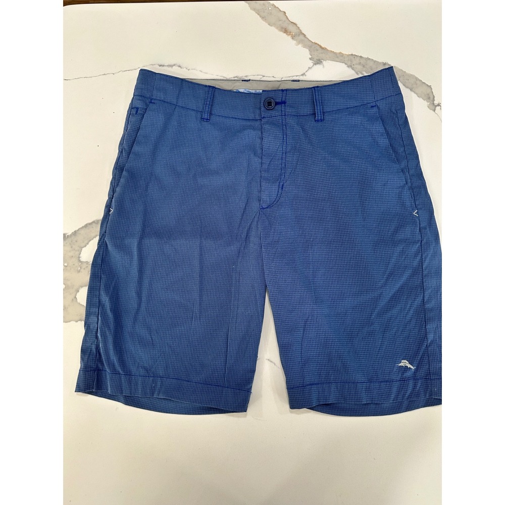 Tommy Bahama Blue Plaid‎ Golf Shorts Mens Size 33 Performance Casual